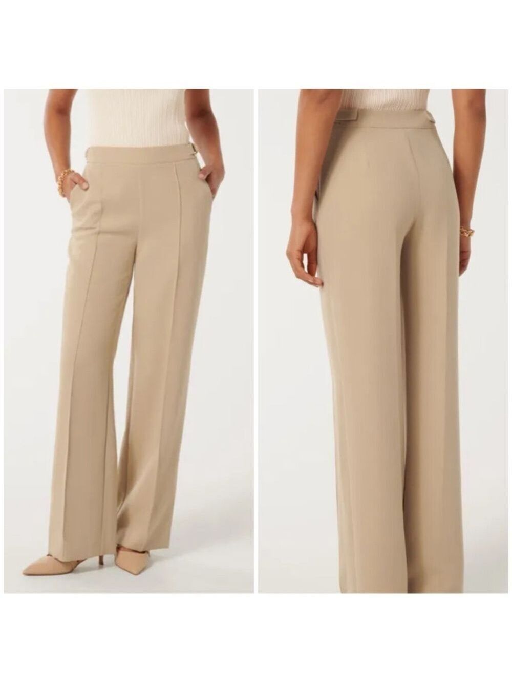 Ever New Melbourne Tan Wide-Leg Women's Pants size 10